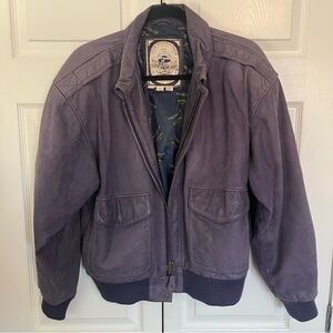 Purple Vintage Leather Paris Sport Club Bomber Jacket Size S